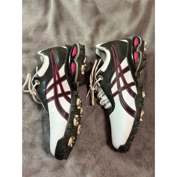 Asics White and Black Athletic Shoes with Pink Highlights - Picture 4 of 7